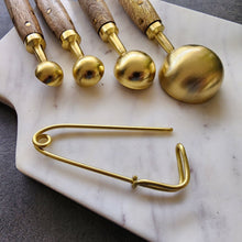 Load image into Gallery viewer, Wooden Measuring Spoons Set-Gold Finish-Brass Inlay Handles