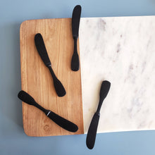 Load image into Gallery viewer, Matte Black Cheese Spreader Set - Butter Knives - Gift Boxed
