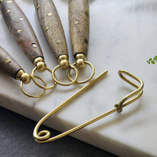 Load image into Gallery viewer, Wooden Measuring Spoons Set-Gold Finish-Brass Inlay Handles
